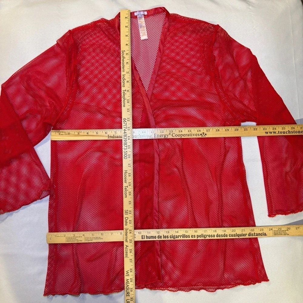 Savage X‎ Fenty Women's M/L Red Glossy Flossy Fishnet Robe Sexy Romantic